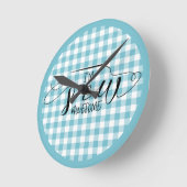 Ich bin Sew Phantastisch Blue Gingham Runde Wanduhr (Winkel)