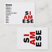 ICH BIN SIAMESE VISITENKARTE (Vorne/Hinten)