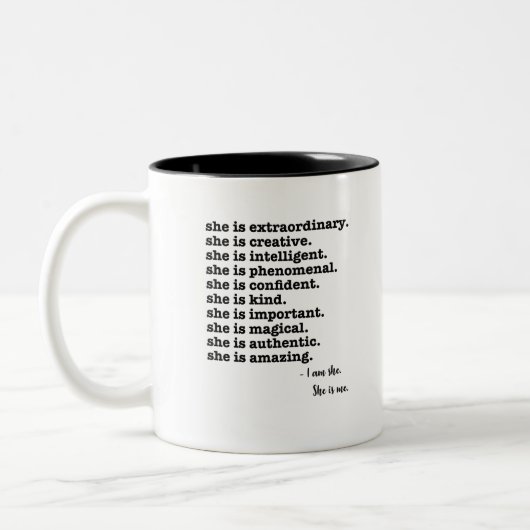 Ich bin sie. Sie ist ich. Zweifarbige Tasse (Links)