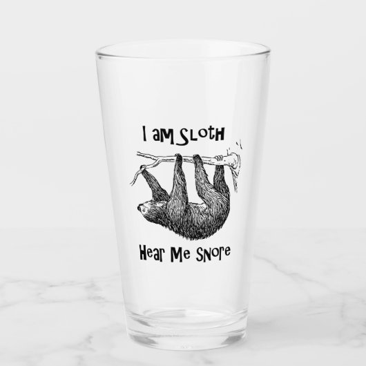Ich bin Sloth höre mich Snore! Glas (Vorderseite)