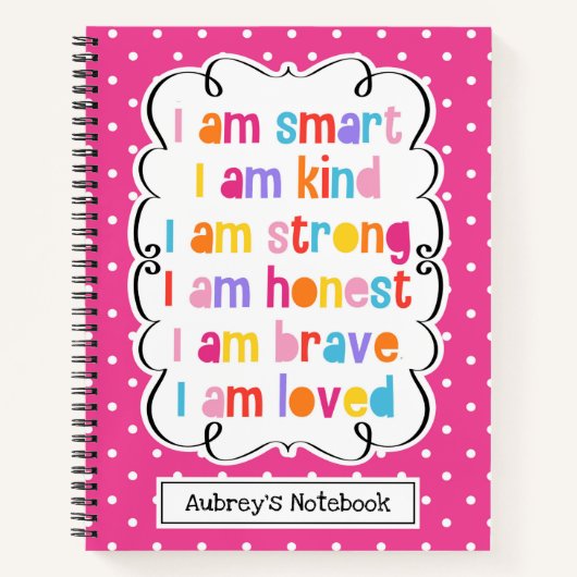 Ich bin Smart Pink Polka Dot Affirmalize Notizblock (Vorderseite)