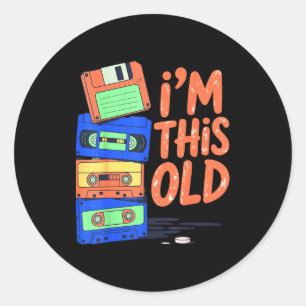 Ich bin so alt Lustiges Retro-Floppy-Cette-Design Runder Aufkleber