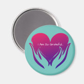 Ich bin so dankbar Herz in den Händen Rosa und Bla Magnet (Vorderseite/Rückseite)