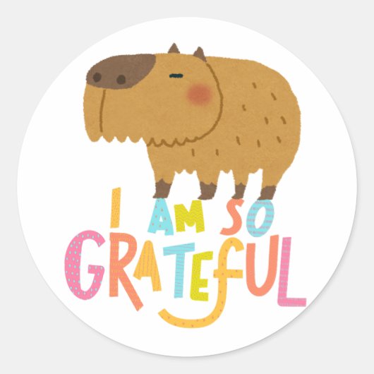 Ich bin so dankbar Niedlich Capybara Sticker, Gesc Runder Aufkleber (Vorderseite)