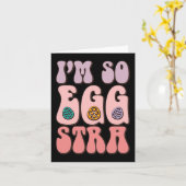 Ich bin so Egg-stra Niedliche Bunny Egg Hunt Retro Karte (Gelbe Blume)