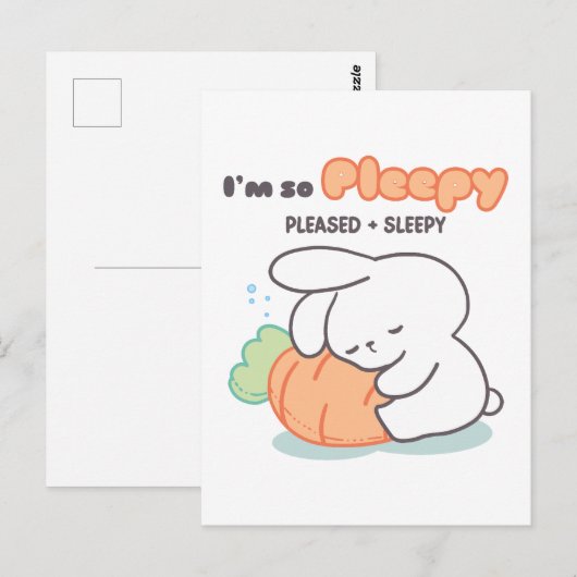 Ich bin so froh: Bunny Hugging Carrot Pillow Postkarte (Vorne/Hinten)