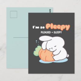 Ich bin so froh: Bunny Hugging Carrot Pillow Postkarte