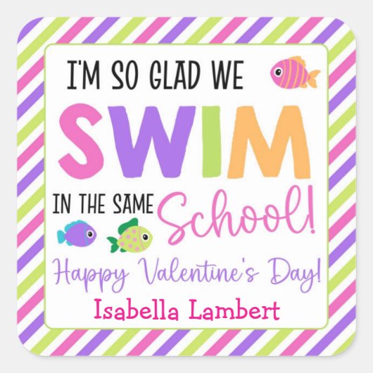 Ich bin so froh, dass wir in der gleichen Schule s Quadratischer Aufkleber (Vorderseite)