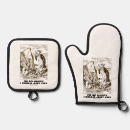 Ich bin so glücklich, dass ich einfach Alice Mock  Ofenhandschuh & Topflappen-Set