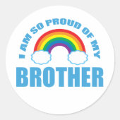 Ich bin so stolz auf meinen Bruder, Regenbogen-Gay Runder Aufkleber (Vorderseite)