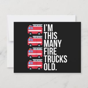 Ich bin so viele Feuerwehrautos alt T-Shirt Vier J Postkarte