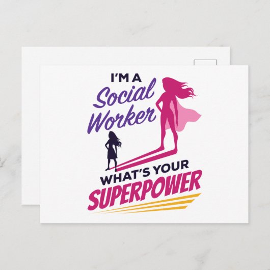 Ich bin Sozialarbeiter Was ist Ihre Supermacht? Postkarte (Vorne/Hinten)