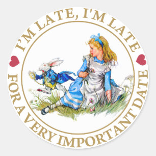 Ich bin spät, ich bin spät, für wichtiges Datum Runder Aufkleber