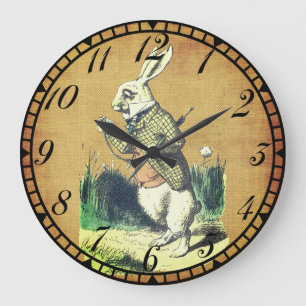 Ich bin spät weiße Kaninchen-Alice im Wunderland Große Wanduhr