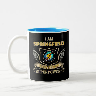 Ich bin SPRINGFIELD, was ist deine Superkraft Zweifarbige Tasse