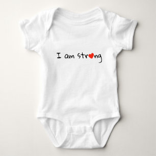 Ich bin stark Herztypografie rot schwarz Baby Strampler