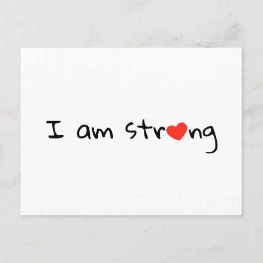 Ich bin stark Herztypografie rot schwarz Postkarte (Vorderseite)