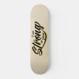 Ich bin stark in Jesus Black und Gold Skateboard
