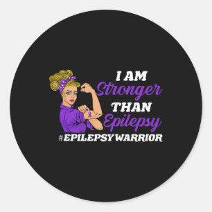 Ich bin stärker als Epilepsie Warrior Epilepsy Awa Runder Aufkleber