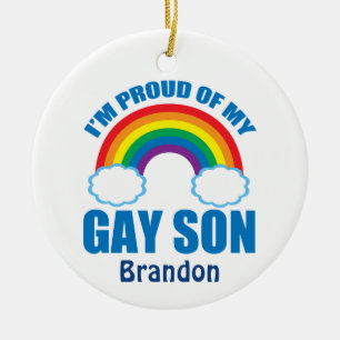Ich bin stolz auf mein Gay Son Rainbow Mama Vater  Keramik Ornament