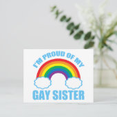 Ich bin stolz auf meine Schwulenschwester Postkarte (Stehend Vorderseite)