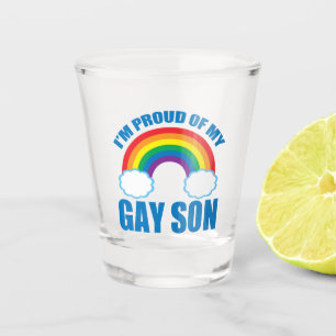Ich bin stolz auf meinen Gay Son LGBTQ Mama Vater  Schnapsglas