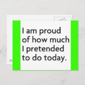 ICH BIN STOLZ DARAUF, WIE VIEL ICH HEUTE GEGENÜBER POSTKARTE (Vorne/Hinten)