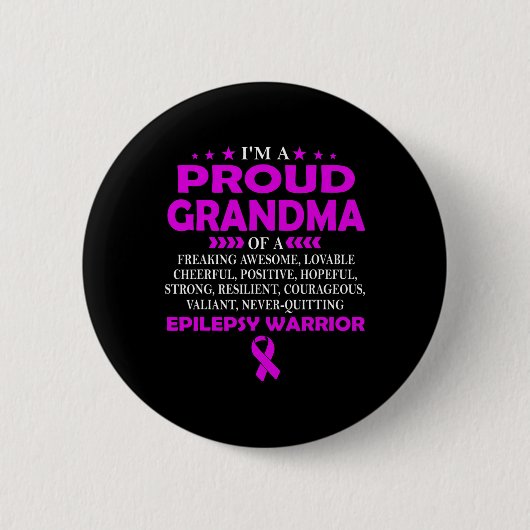 Ich bin stolz Oma des Epilepsie-Kriegers Button (Vorderseite)