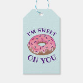 Ich bin süß auf dir pink Donut Doughnut Feinschmec Geschenkanhänger (Vorderseite)