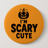 Ich bin süß und lustig Halloween-Kürbiskürbis-Hint Button (Vorderseite)