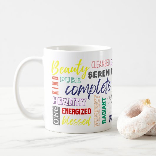 Ich BIN TÄGLICH Erinnerung Inspirationssätze Regen Kaffeetasse (Mit Donut)