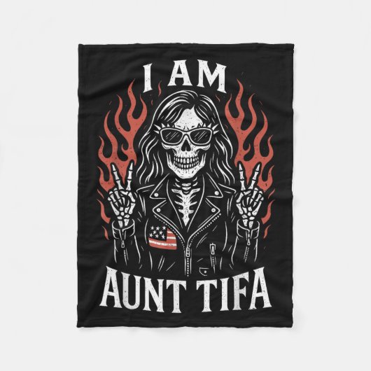Ich bin Tante Tifa Funny Skeletter Biker Tante Tif Fleecedecke (Vorderseite)
