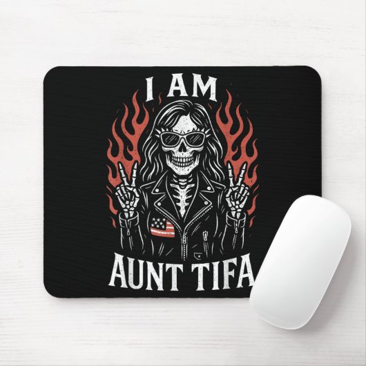 Ich bin Tante Tifa Funny Skeletter Biker Tante Tif Mousepad (Mit Mouse)