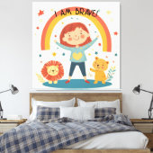 Ich bin tapfer - Kids Affirmation Stretched Leinwa Leinwanddruck (Insitu (Schlafzimmer))