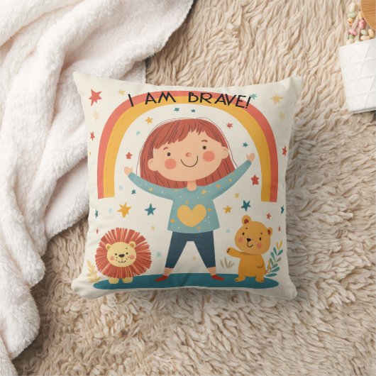 Ich bin tapfer - Kids Affirmation Throw Kissen (Decke)