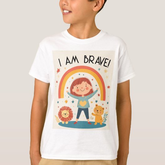 Ich bin tapfer - Kinder Affirmation T - Shirt (Vorderseite)