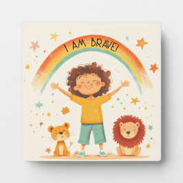 Ich bin tapfer - Kinder Affirmation Tabletop Plaqu Fotoplatte