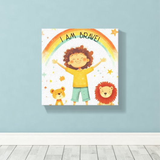 Ich bin tapfer - Kindernachweis Leinwanddruck (Insitu (Holzboden))