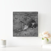 Ich bin tapfer, wie wäre es mit dir? Kitten und Al Quadratische Wanduhr (Zuhause)