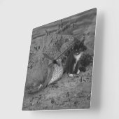 Ich bin tapfer, wie wäre es mit dir? Kitten und Al Quadratische Wanduhr (Winkel)