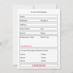 Ich bin taub im Notfall für Kinder und Erwachsene Feiertagskarte