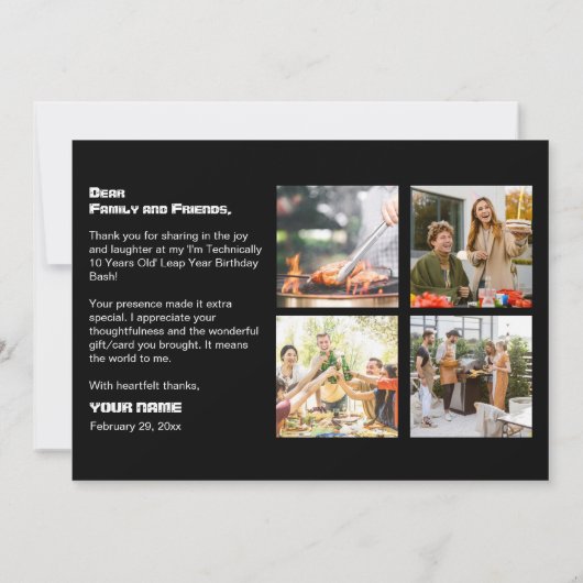 Ich bin technisch gesehen... Jahre alt Leap Year B Dankeskarte (Rückseite)