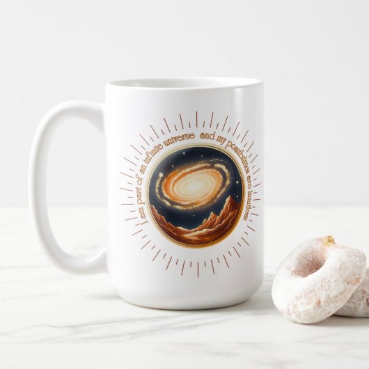 Ich bin Teil eines unendlichen Universums. Kaffeetasse (Mit Donut)