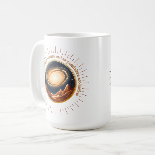 Ich bin Teil eines unendlichen Universums. Kaffeetasse (Vorderseite Links)