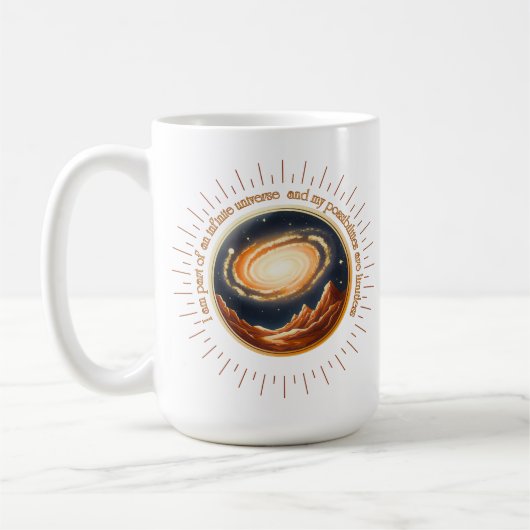 Ich bin Teil eines unendlichen Universums. Kaffeetasse (Links)