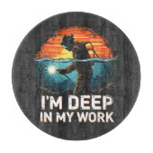 Ich bin tief in meinem Arbeitsmeer Welder Job Suns Schneidebrett (Vorderseite)