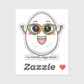 Ich bin total eig zitiert fröhliches Ei mit Brille Aufkleber (Blatt)