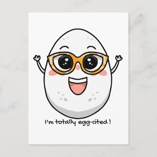 Ich bin total eig zitiert fröhliches Ei mit Brille Postkarte (Vorderseite)