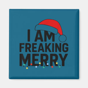 Ich bin total fröhlich mit Santa-Hut Grafik Lustig Magnet
