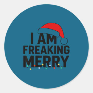 Ich bin total fröhlich mit Santa-Hut Grafik Lustig Runder Aufkleber